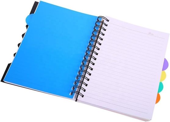 PP-dek A5-projectnootboek met horizontale lijn binnenpagina's en gekleurde PP-verdelers